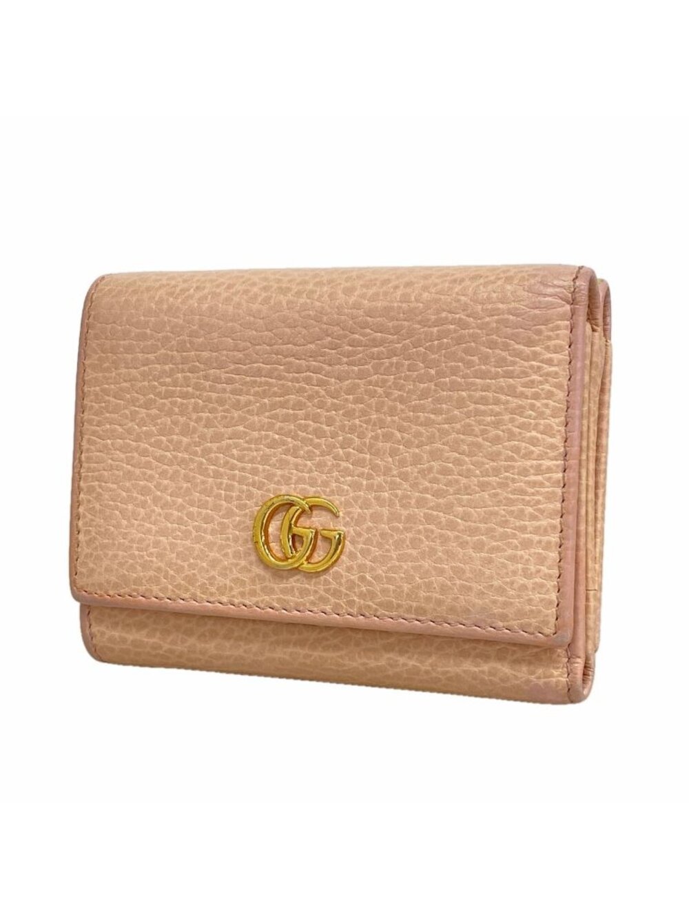 Gucci Trifold Wallet GG Marmont Leather Pink Gold